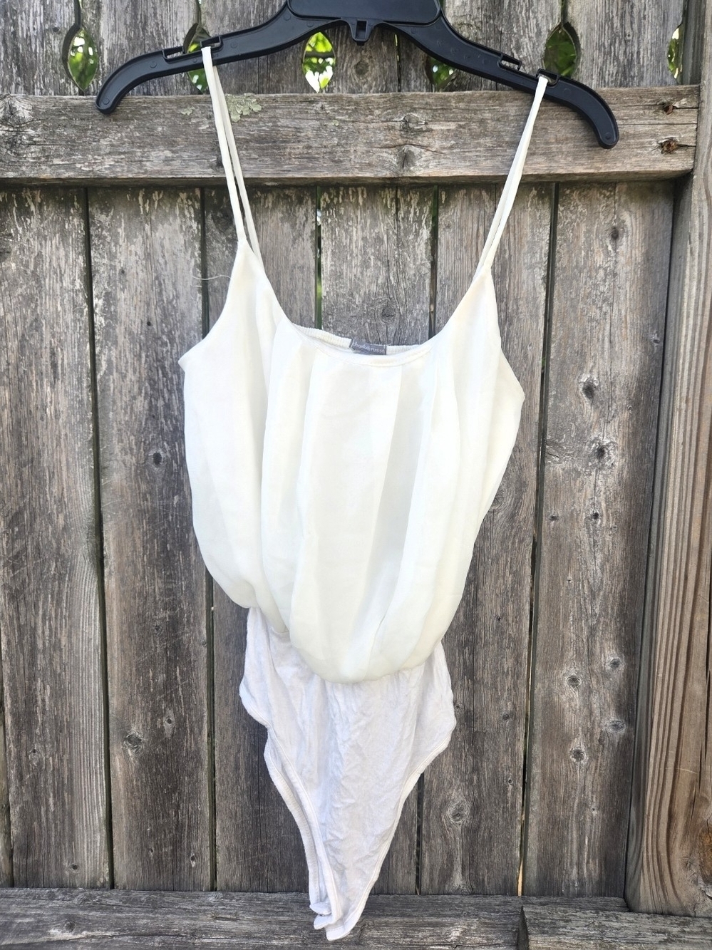 Charlotte Russe Ivory Satin-Look Spaghetti Strap Bodysuit
